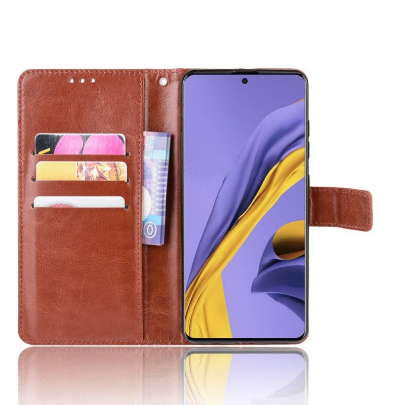 Etui Folio Samsung Galaxy A51 Czerwony Czarny Efektowna Sztuczna Skóra