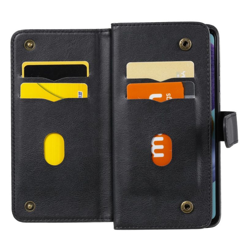 Etui Folio Samsung Galaxy A51 Czerwony Czarny Imitacja Skóry 9 Etui Na Karty Etui Ochronne