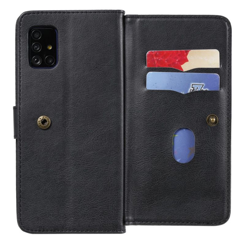 Etui Folio Samsung Galaxy A51 Czerwony Czarny Imitacja Skóry 9 Etui Na Karty Etui Ochronne