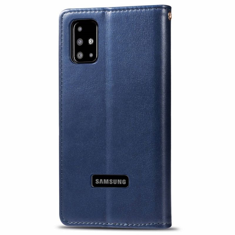 Etui Folio Samsung Galaxy A51 Czerwony Czarny Sztuczna Skóra I Zapięcie Vintage Etui Ochronne