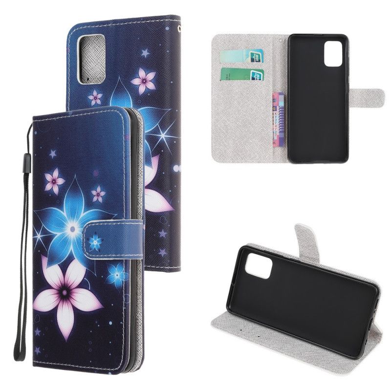 Etui Folio Samsung Galaxy A51 Księżycowe Kwiaty Ze Stringami Etui Ochronne