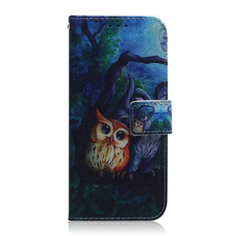 Etui Folio Samsung Galaxy A51 Malowanie Sowy Etui Ochronne