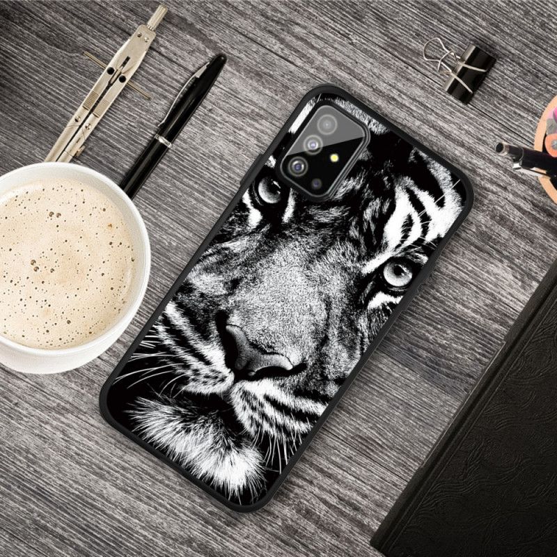Etui Samsung Galaxy A51 Czarno-Biały Tygrys