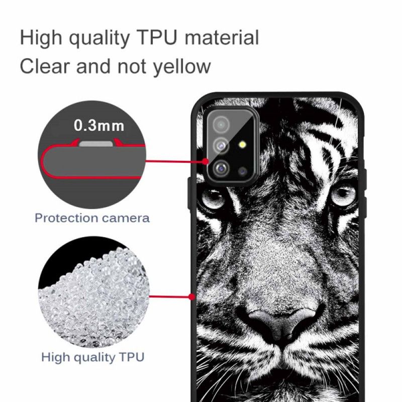 Etui Samsung Galaxy A51 Czarno-Biały Tygrys