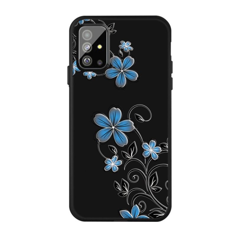 Etui Samsung Galaxy A51 Niebieskie Kwiaty