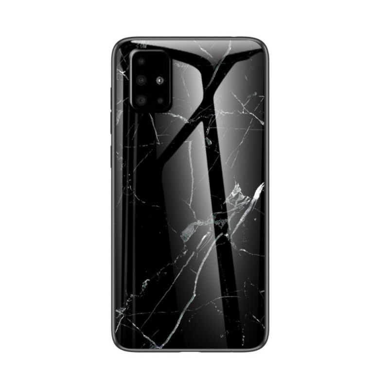 Futerały Samsung Galaxy A51 Biały Czarny Etui na Telefon Błyszczący Marmur