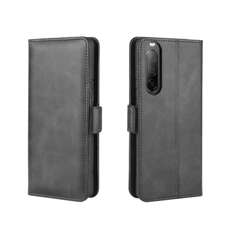 Etui Folio Sony Xperia 10 II Czerwony Czarny Podwójna Klapa Etui Ochronne