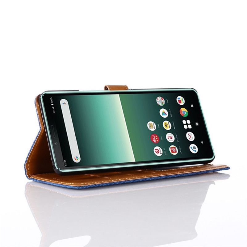 Etui Folio Sony Xperia 10 II Granatowy Czarny Tkanina Oxford