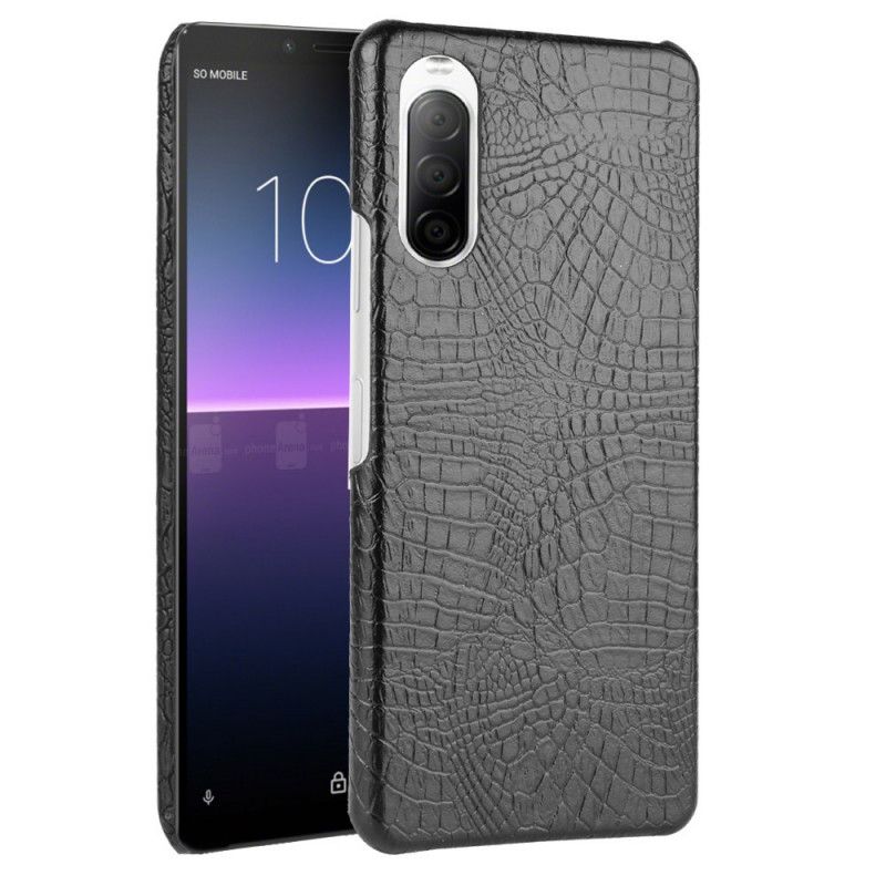 Futerały Sony Xperia 10 II Biały Czarny Efekt Skóry Krokodyla