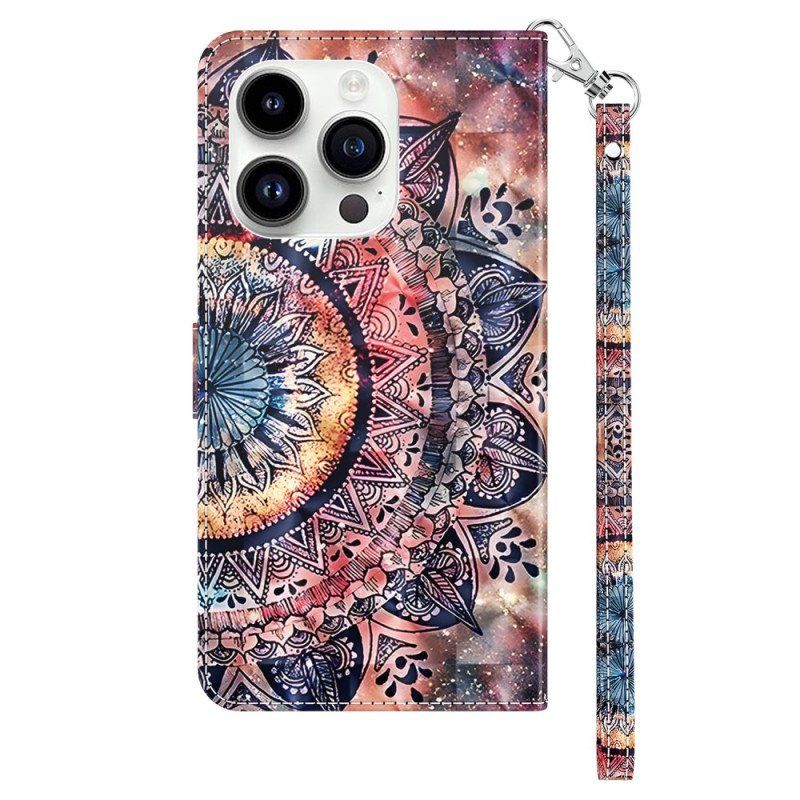 Obudowa Etui Na Telefon do iPhone 15 Pro z Łańcuch Mandala Z Paskiem