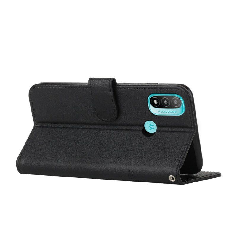 Obudowa Etui Na Telefon do Moto E40 / E30 / E20 z Łańcuch Pasek Z Efektem Skóry Ekologicznej