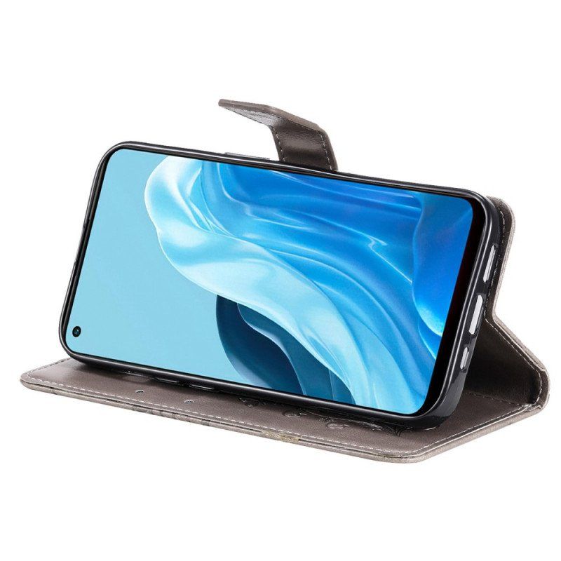 Obudowa Etui Na Telefon do Oppo Find X5 Lite z Łańcuch Gigantyczne Motyle Paskowe