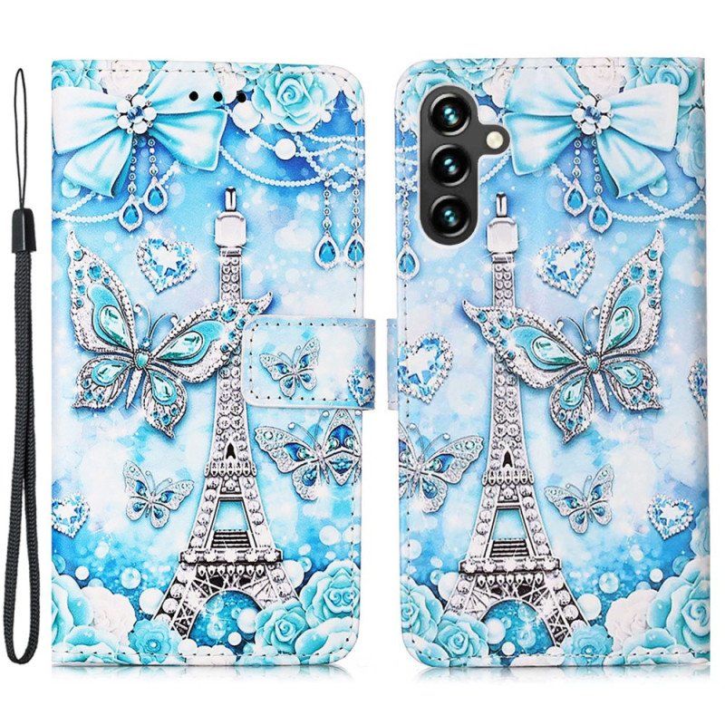 Obudowa Etui Na Telefon do Samsung Galaxy A54 5G Motyle Wieży Eiffla