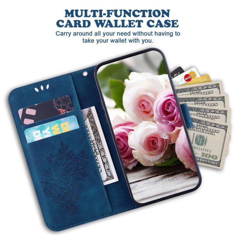 Obudowa Etui Na Telefon do Samsung Galaxy M13 z Łańcuch Wiązane Róże I Motyle