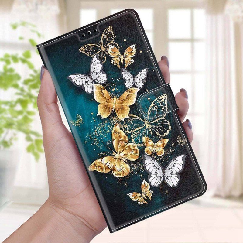Obudowa Etui Na Telefon do Samsung Galaxy M53 5G z Łańcuch Wachlarz Motyli Na Pasku