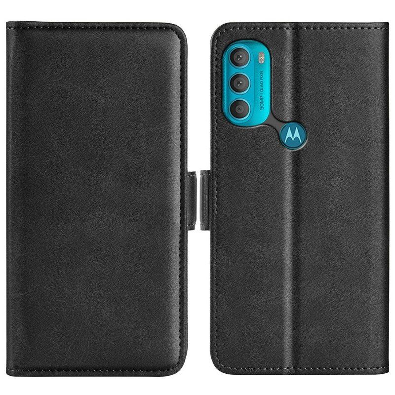 Skórzany Futerał do Moto G71 5G Etui Folio Podwójna Klapa