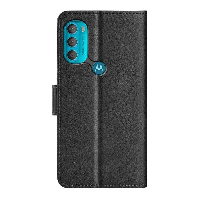 Skórzany Futerał do Moto G71 5G Etui Folio Podwójna Klapa