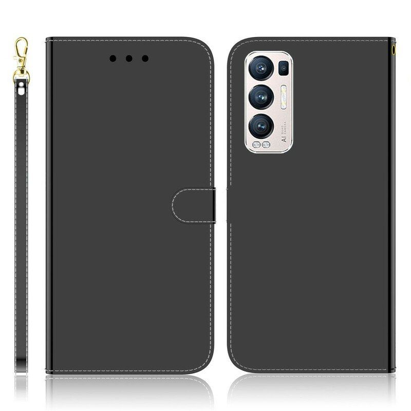 Skórzany Futerał do Oppo Find X3 Neo Osłona Lusterka Ze Sztucznej Skóry