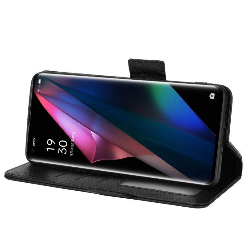 Skórzany Futerał do Oppo Find X3 Pro Etui Folio Flap Double Litchi Nowe Kolory