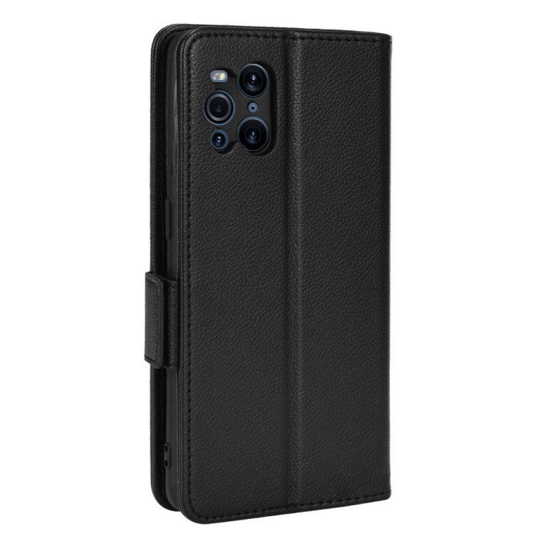 Skórzany Futerał do Oppo Find X3 Pro Etui Folio Flap Double Litchi Nowe Kolory