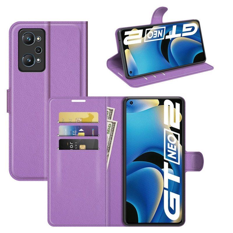 Skórzany Futerał do Realme GT Neo 3T / Neo 2 Klasyczny Efekt Liczi