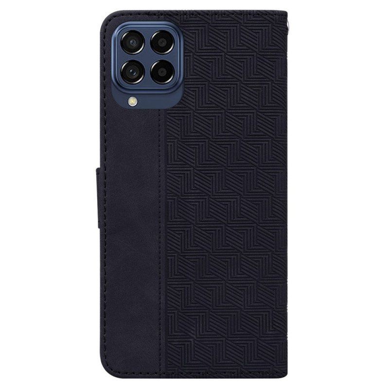 Skórzany Futerał do Samsung Galaxy M33 5G z Łańcuch Pasiasty Wzór
