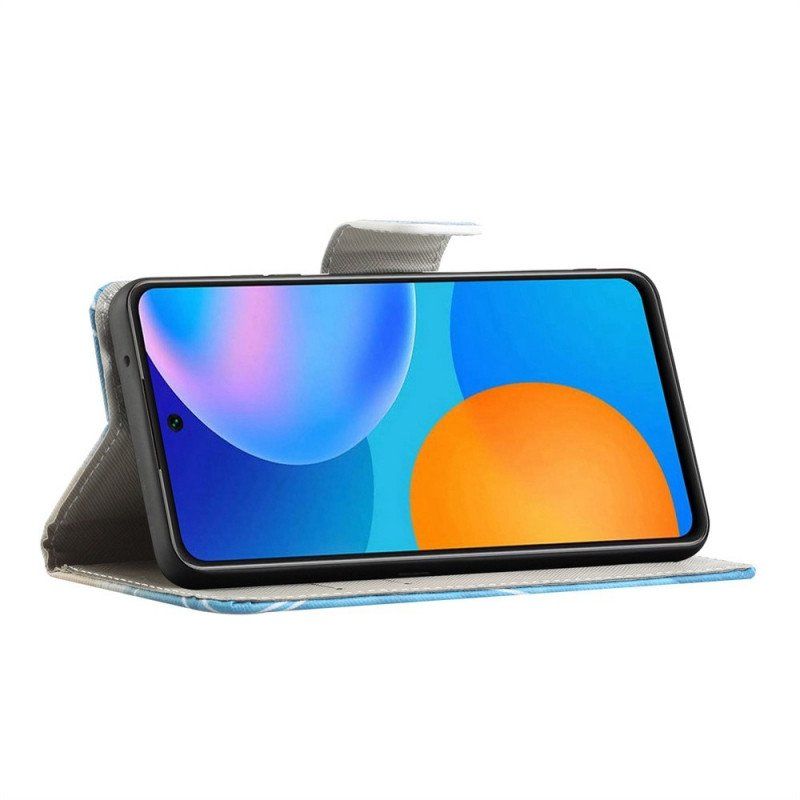 Skórzany Futerał do Samsung Galaxy M53 5G Kolorowe Motyle