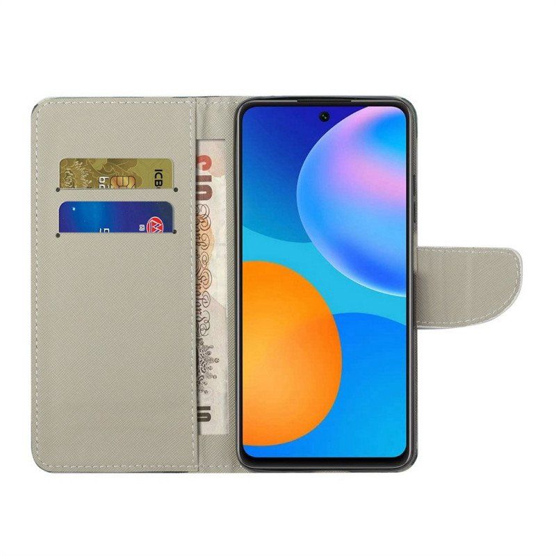 Skórzany Futerał do Samsung Galaxy M53 5G Kolorowe Motyle
