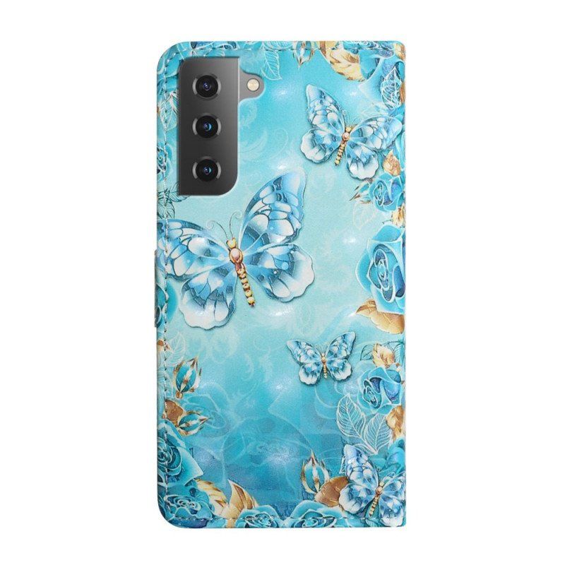 Skórzany Futerał do Samsung Galaxy S22 5G Lot Motyli