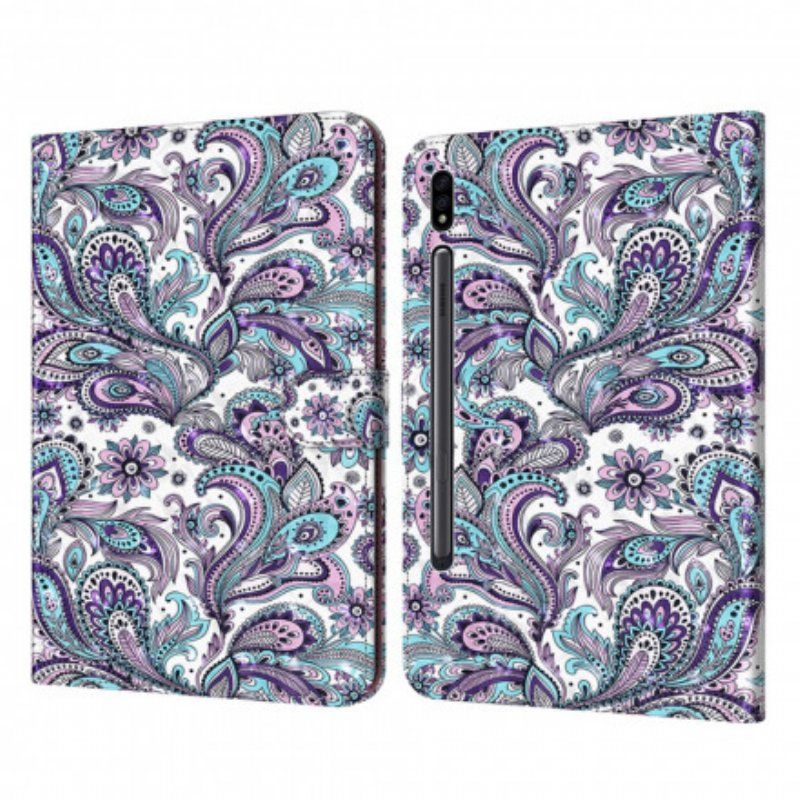 Skórzany Futerał do Samsung Galaxy Tab S8 / Tab S7 Wzór Paisley Ze Sztucznej Skóry