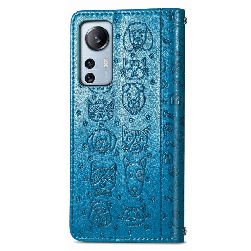 Skórzany Futerał do Xiaomi 12 Lite Animowane Zwierzęta